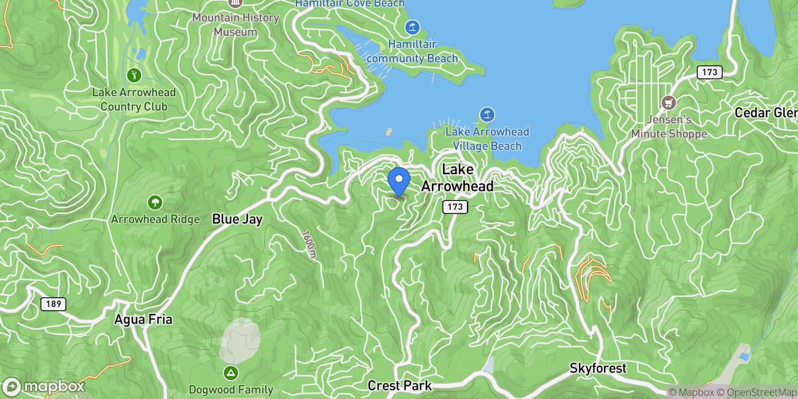 Map showing 329 Summit Road, Lake Arrowhead, CA 92352, Lake Arrowhead, California, United States.