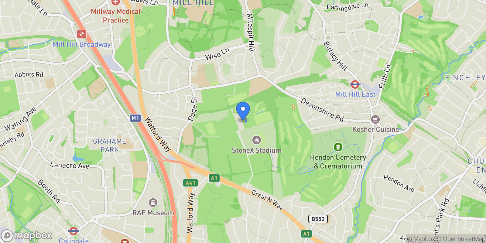 Map showing Tenterden Gardens Hendon NW4, London, England, United Kingdom.