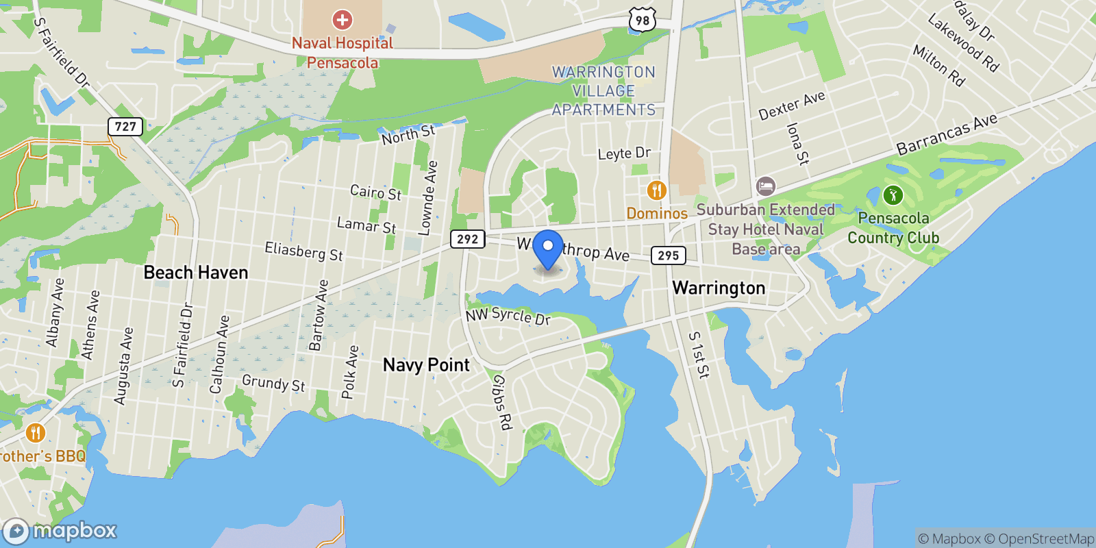 Map showing 8 Manor Dr, Pensacola, FL 32507, Pensacola, Florida, United States.