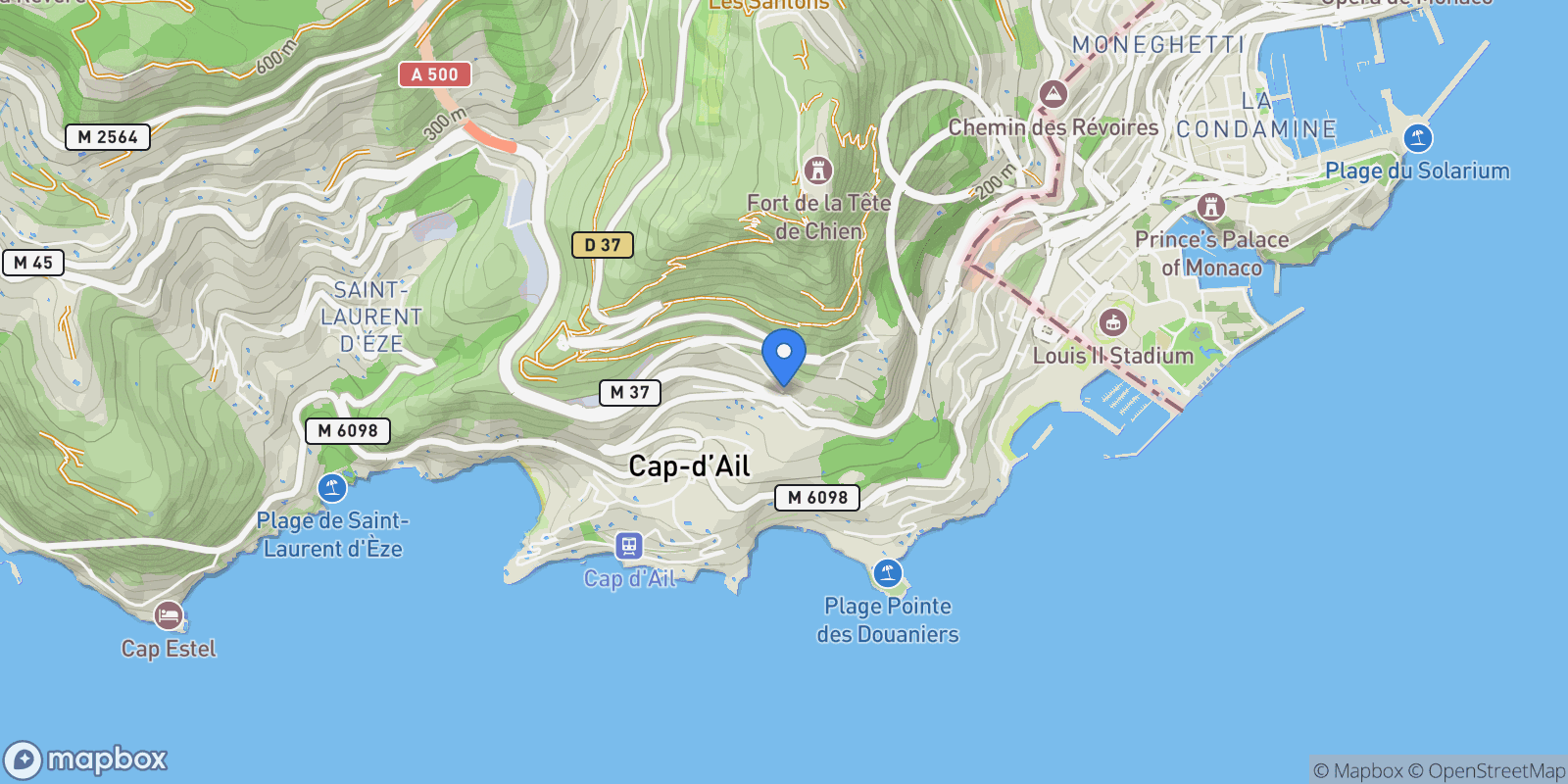 Map showing Cap-D'Ail, France.