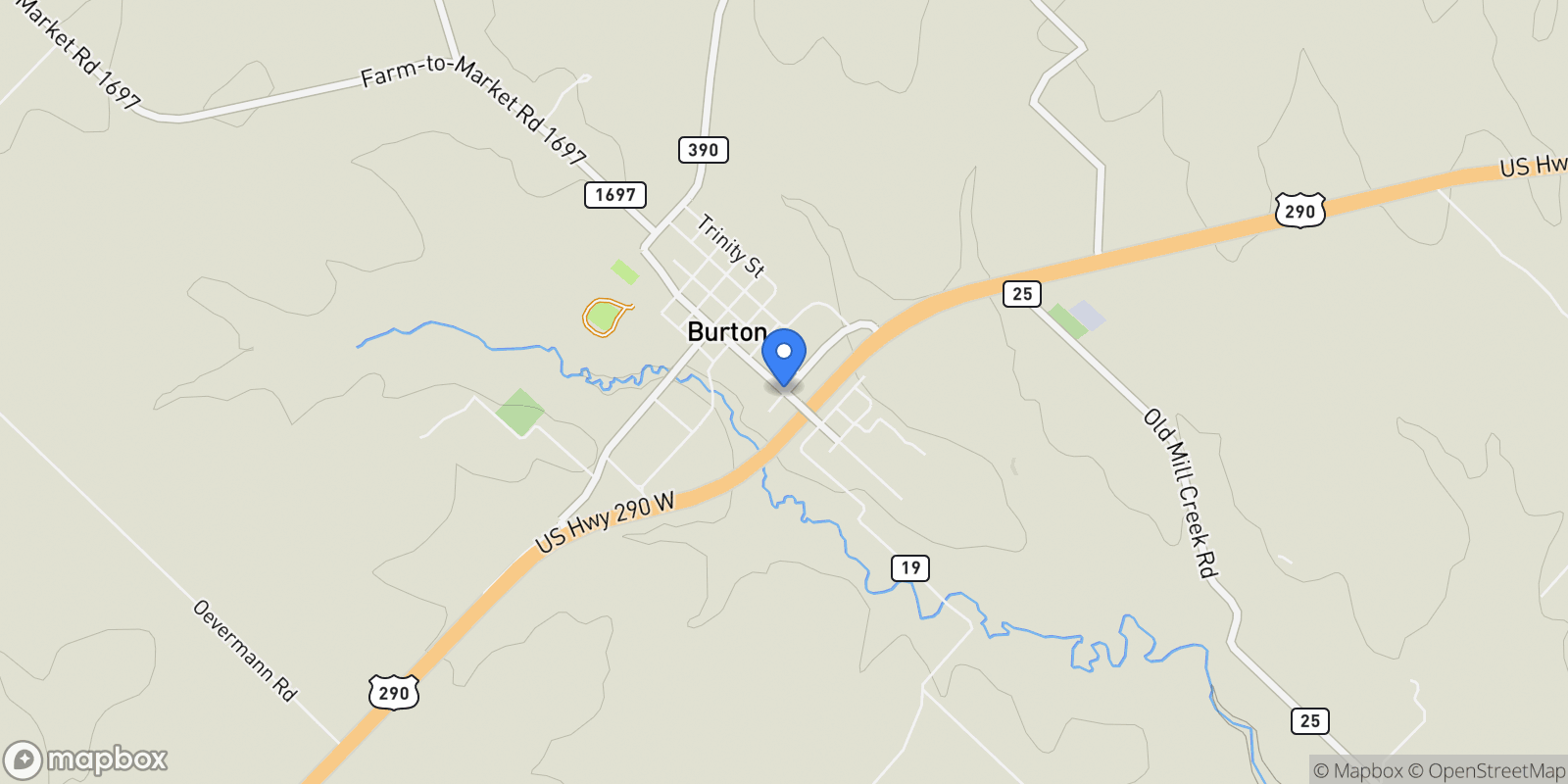Map showing 1118 Fm 1697, Burton, TX 77835, Burton, Texas, United States.