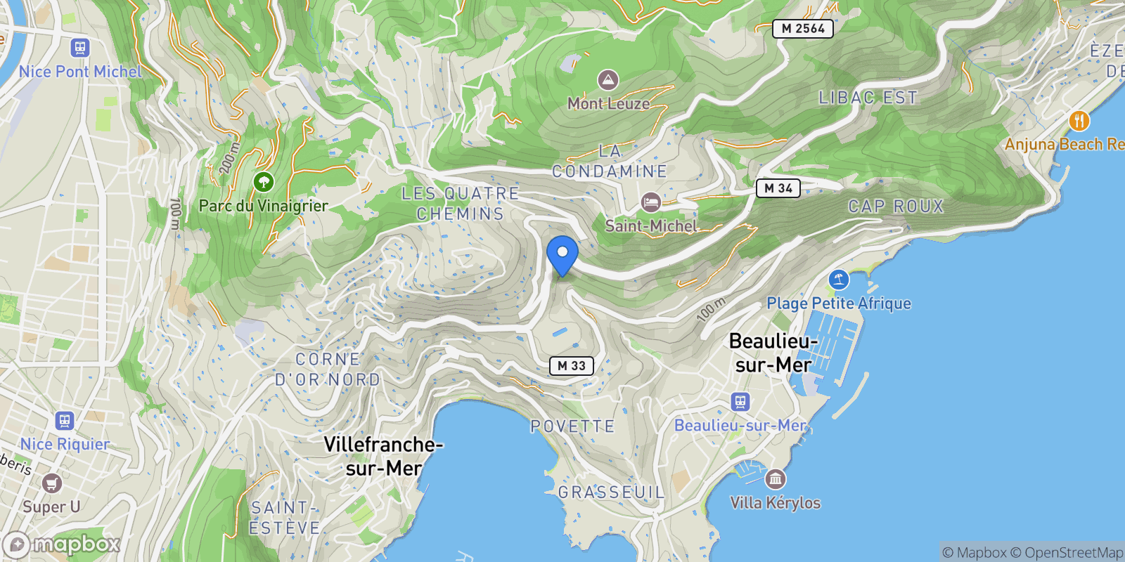 Map showing Villefranche-sur-Mer, Provence-Alpes-Côte d'Azur, France.