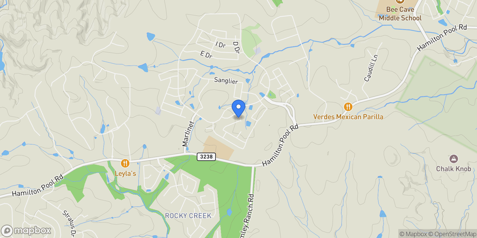 Map showing 16800 Morelle drive , Austin, TX 78738, Spicewood, Texas, United States.