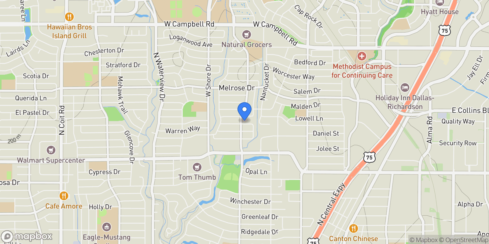 Map showing 638 Westover , Richardson, TX 75080, Richardson, Texas, United States.
