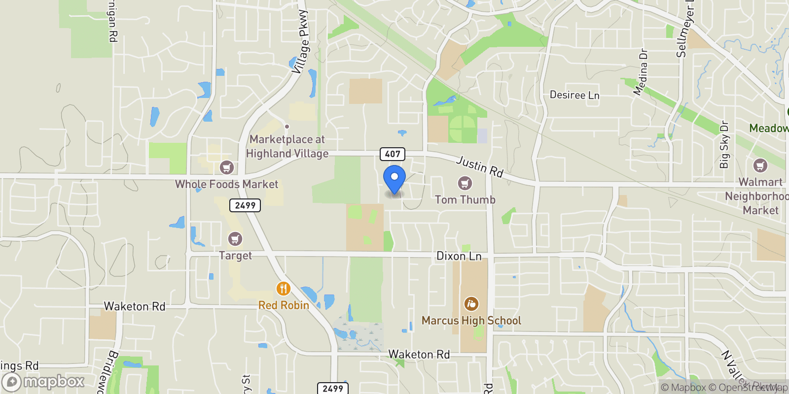 Map showing 6200 Branchwood Trail , Flower Mound, TX 75028, Flower Mound, Texas, United States.