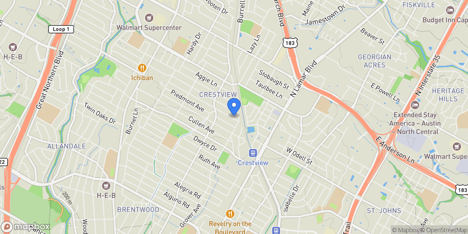 Map showing 1206 Madison Avenue , Austin, TX 78757, Austin, Texas, United States.