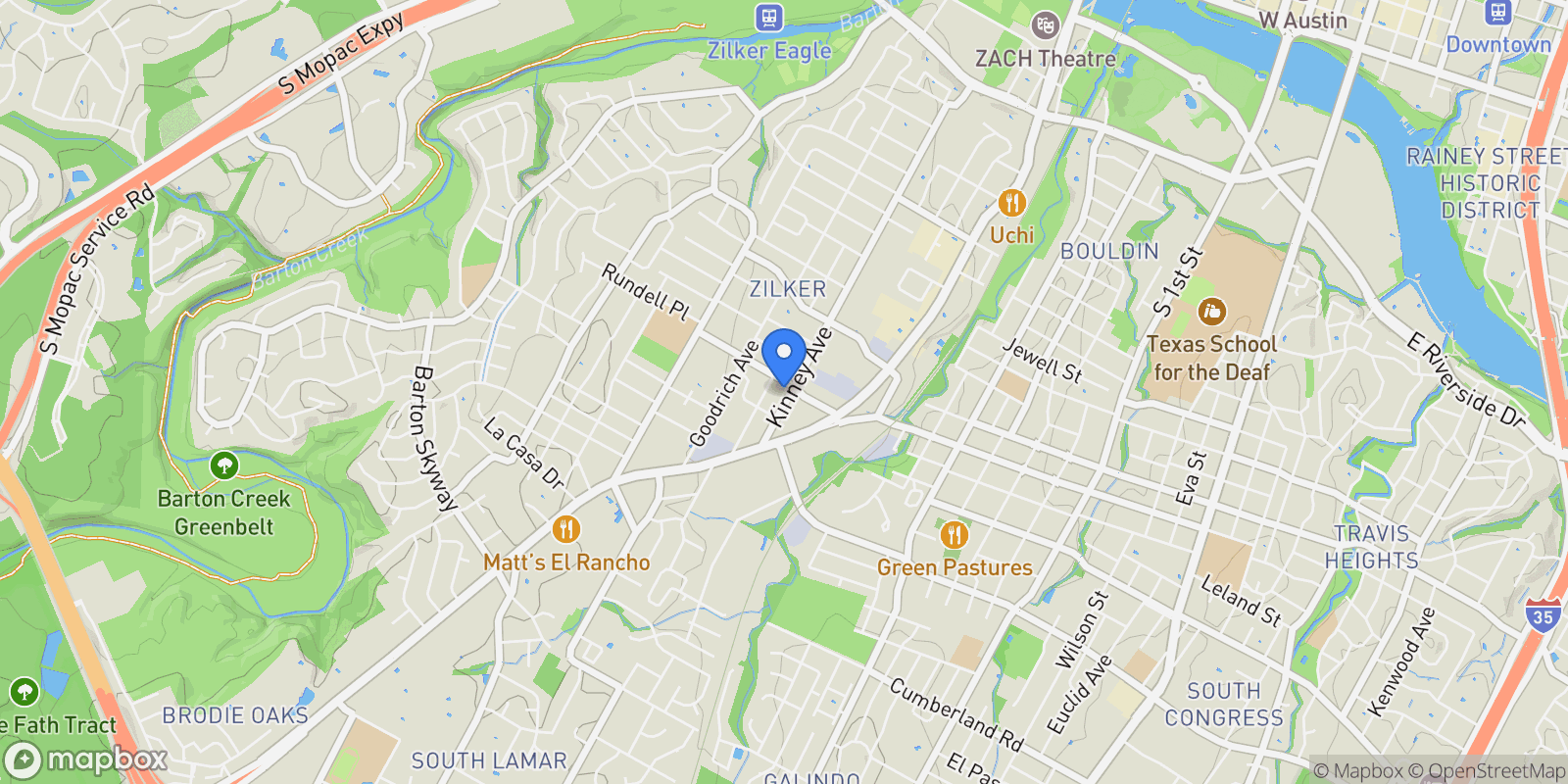 Map showing 2002 Kinney Avenue, Unit B , Austin, TX 78704, Austin, Texas, United States.