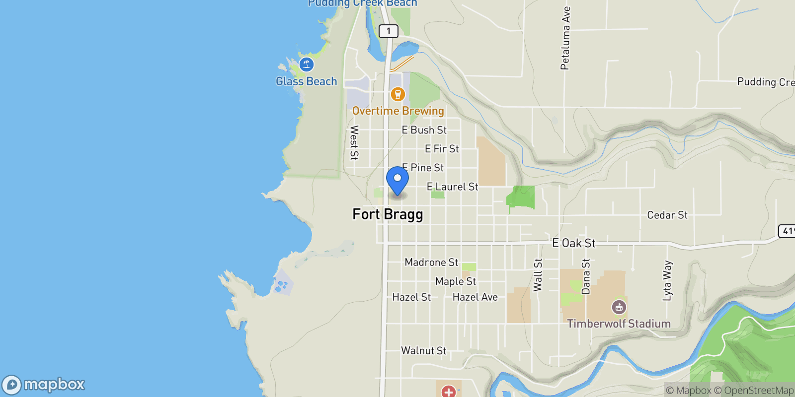 Map showing 321 N Franklin Street, Fort Bragg, California, United States.