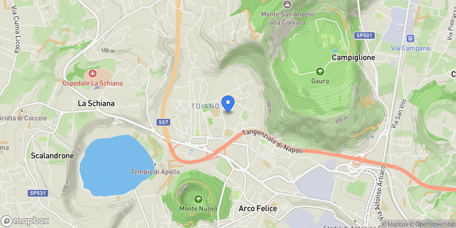 Map showing Pozzuoli, Campania, Italy.