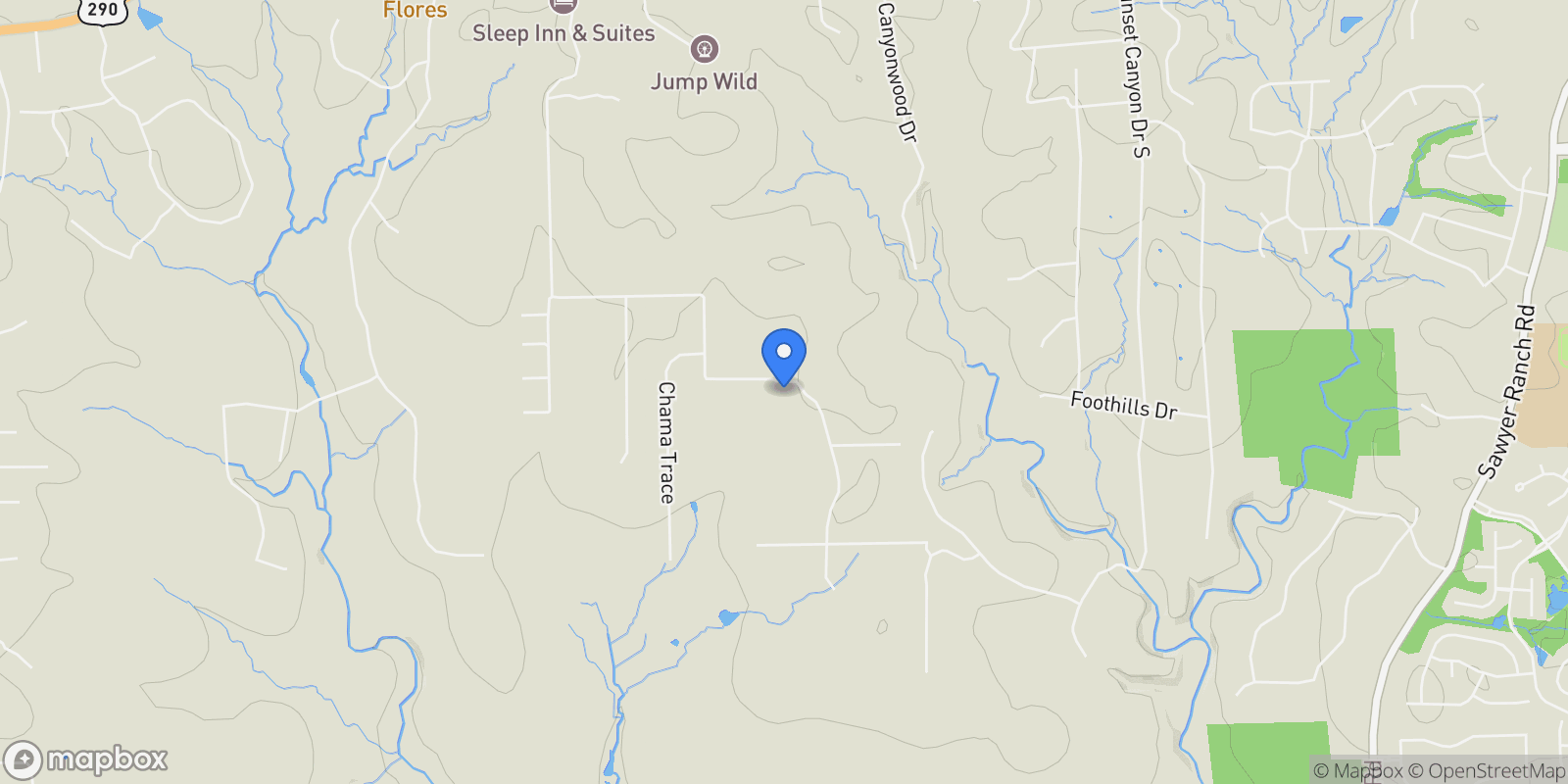 Map showing 1440 Deerfield Road , Dripping Springs, TX 78620, Dripping Springs, Texas, United States.