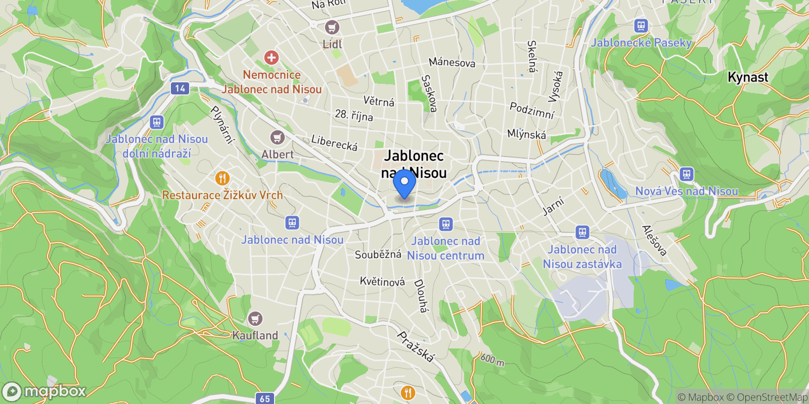 Map showing Jablonec nad Nisou, LI, Jablonec nad Nisou, Liberec Region, Czechia.
