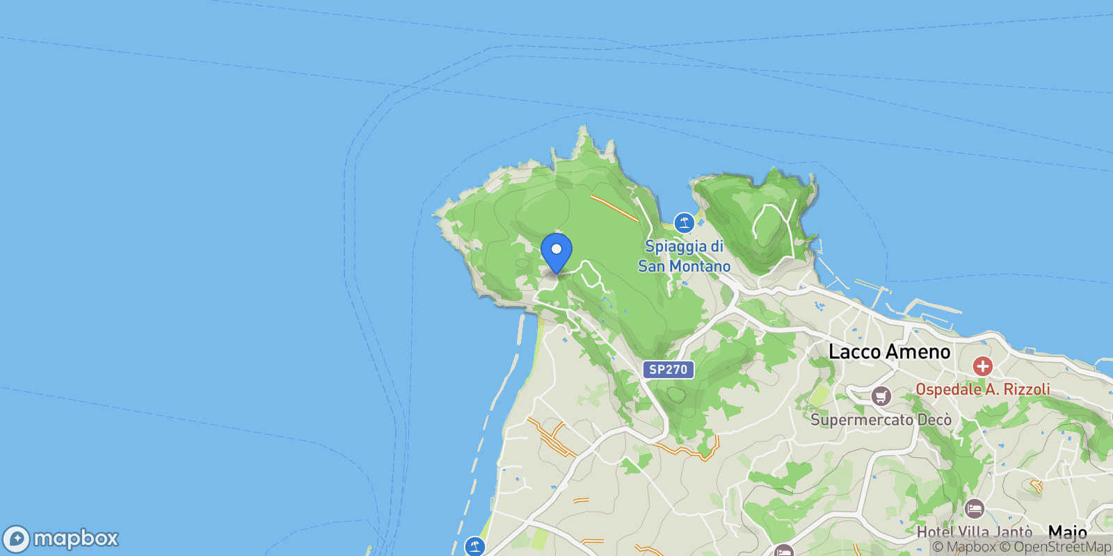 Map showing Via Francesco Calise Operaio Foriano, Forio, Campania, Italy.