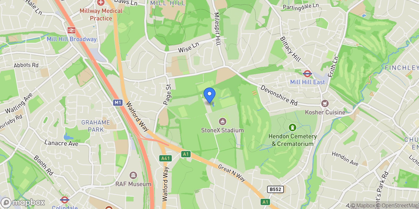 Map showing Aspen Court, Holders Hill Road, London, England, United Kingdom.