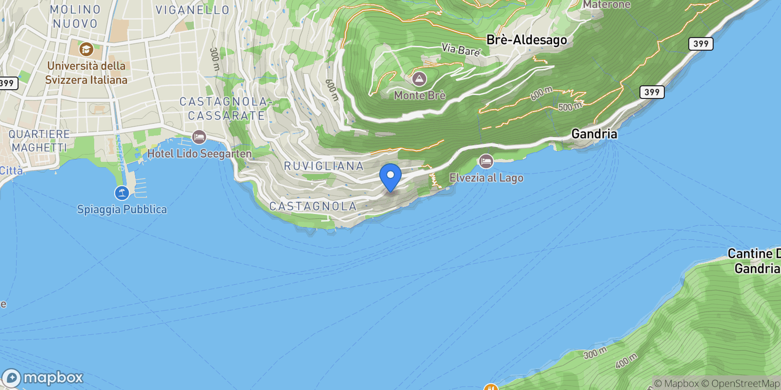 Map showing Via Strada di Gandria 54, Lugano, Ticino, Switzerland.