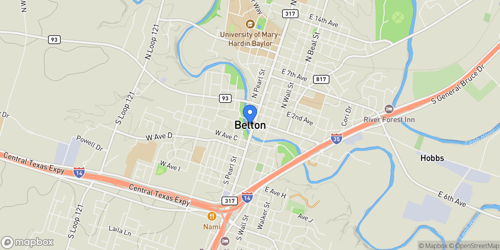 Map showing Belton, TX 76513, Belton, Texas, United States.