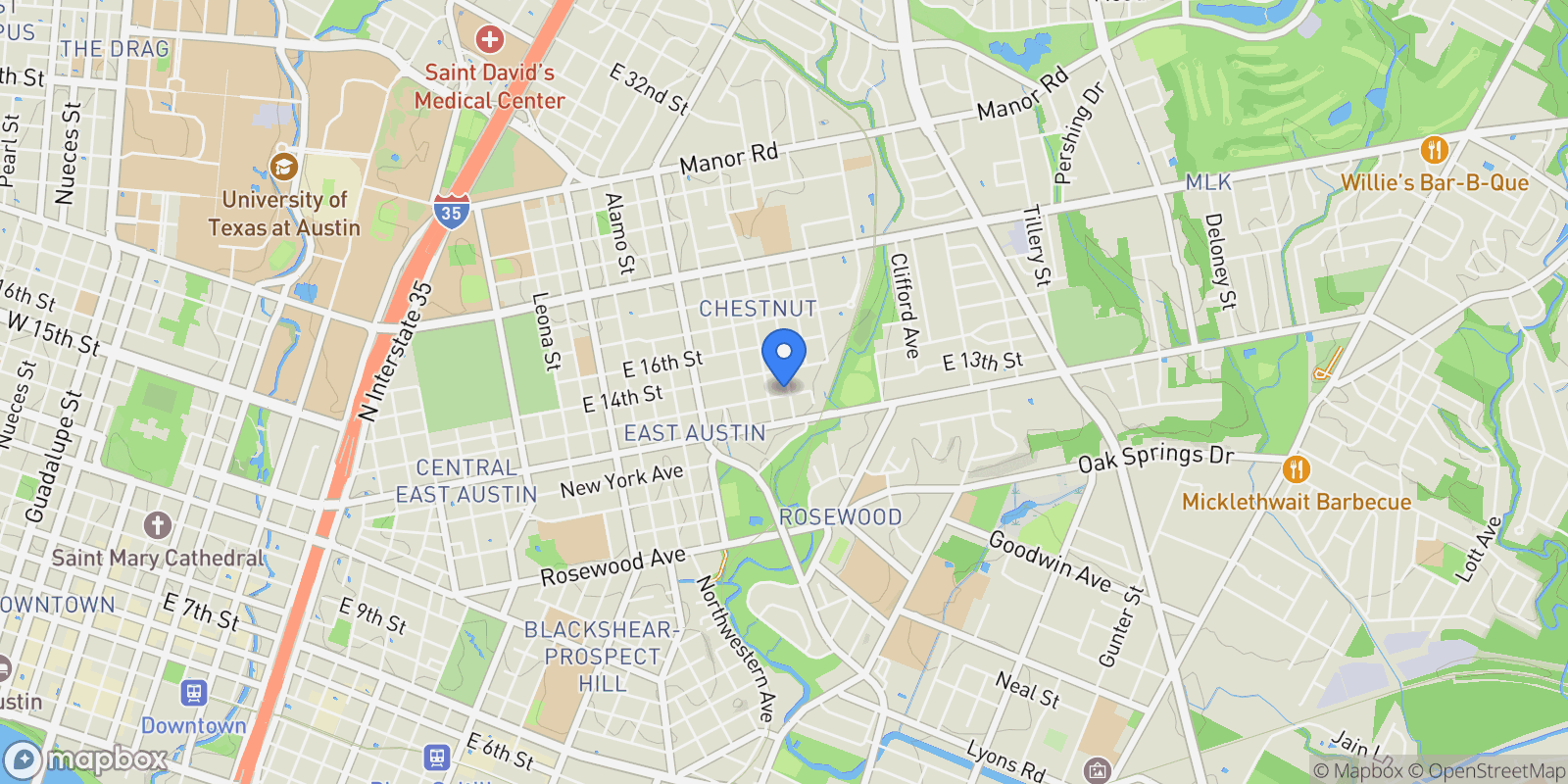 Map showing 1300 Walnut Avenue Unit A , Austin, TX 78702, Austin, Texas, United States.