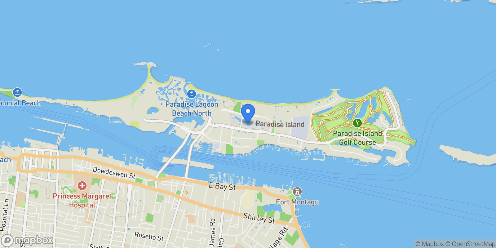 Map showing Paradise Island, The Bahamas, Paradise Island, New Providence, The Bahamas.