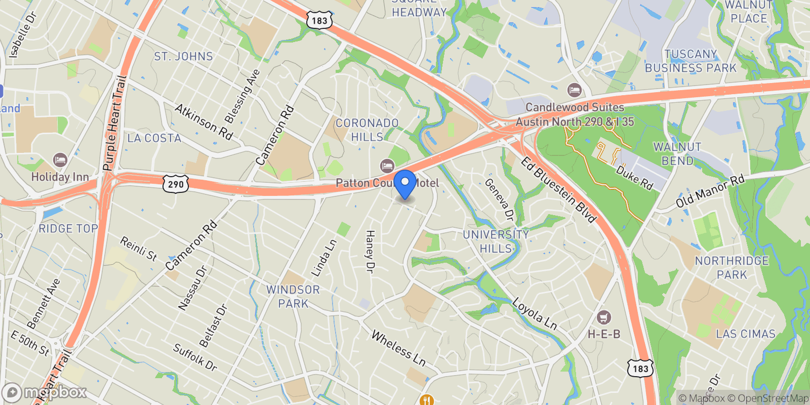 Map showing 2116 Vanderbilt Lane , Austin, TX 78723, Austin, Texas, United States.