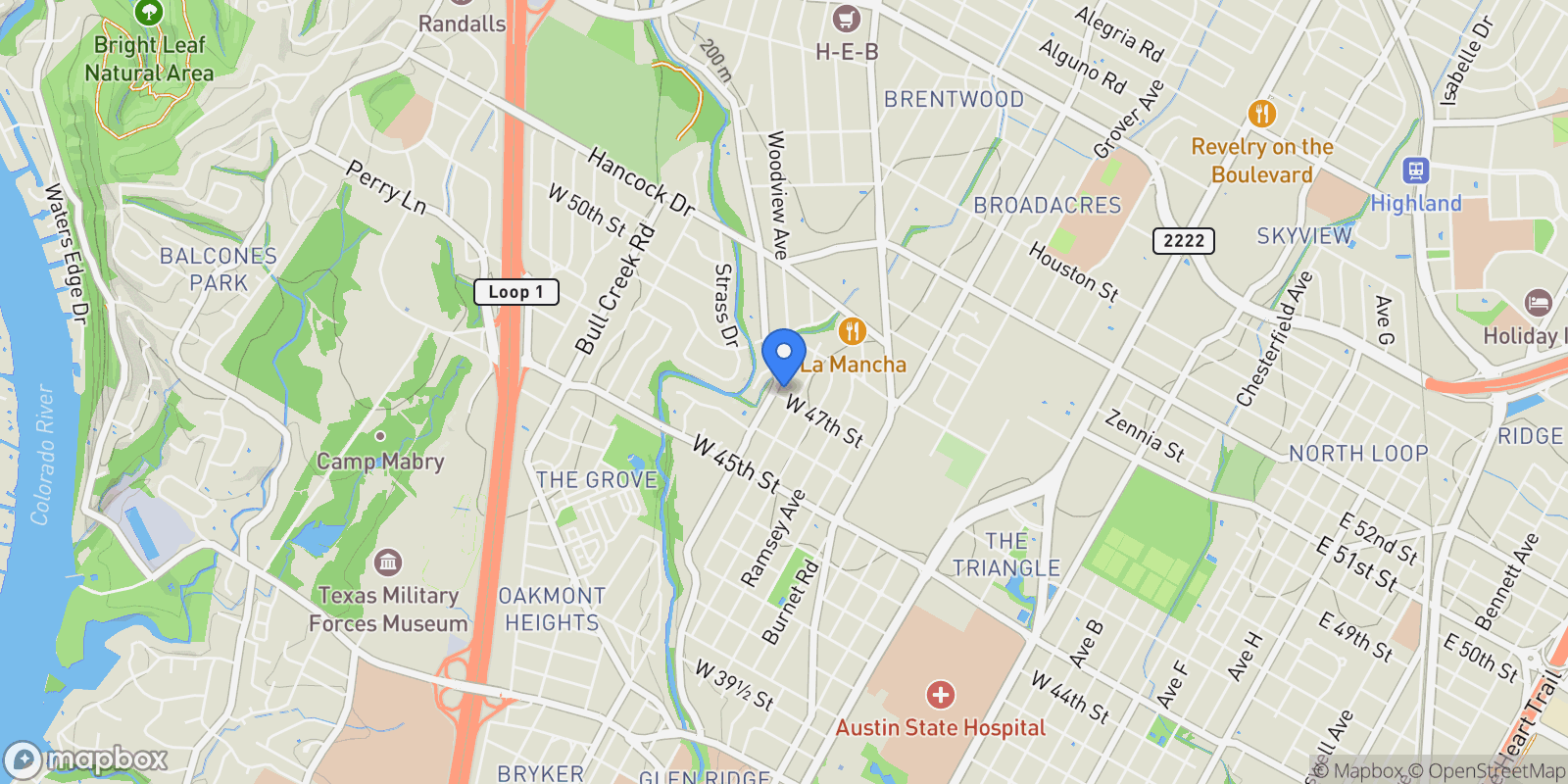 Map showing 4701 Shoal Creek Boulevard , Austin, TX 78756, Austin, Texas, United States.