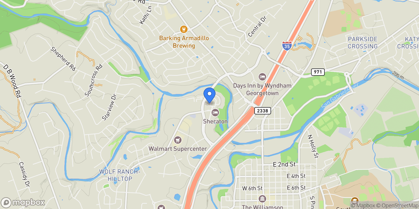 Map showing 1005 Highknoll Lane , Georgetown, TX 78628, Georgetown, Texas, United States.