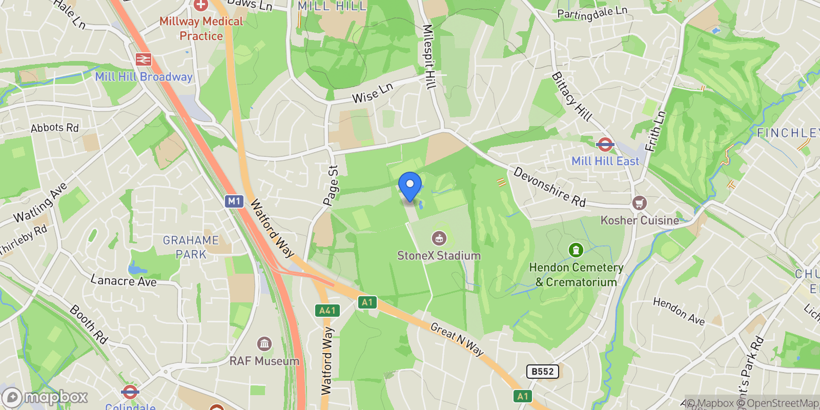 Map showing The Reddings Mill Hill, London, England, United Kingdom.