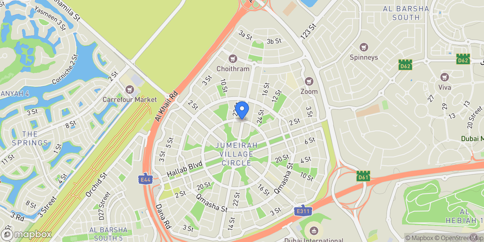 Map showing District 12K, Jumeirah Village Circle, Dubai, Dubai, United Arab Emirates.