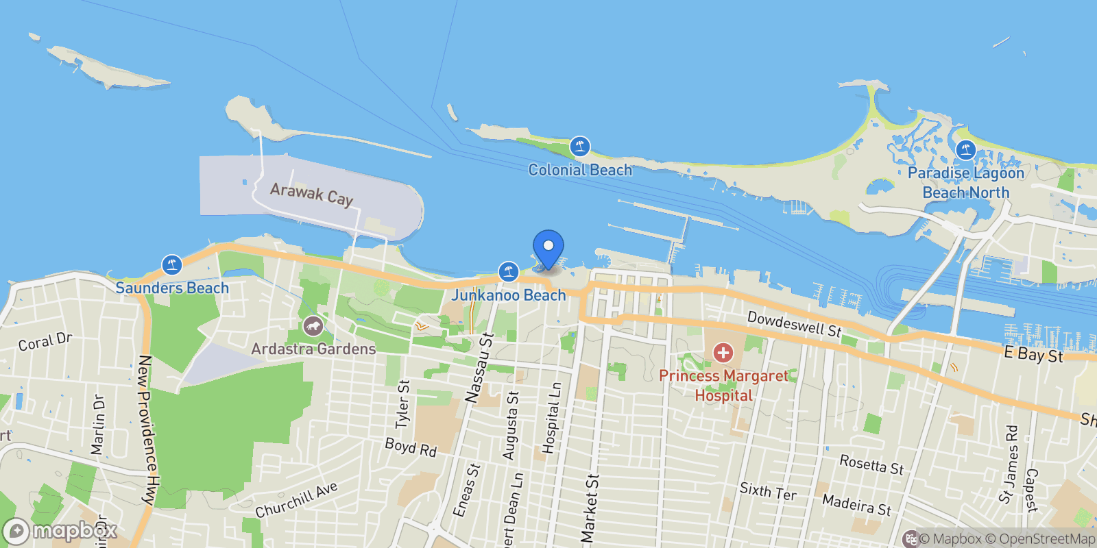 Map showing 3MH3+G3R, W Bay St, Nassau, The Bahamas, Nassau, New Providence, The Bahamas.