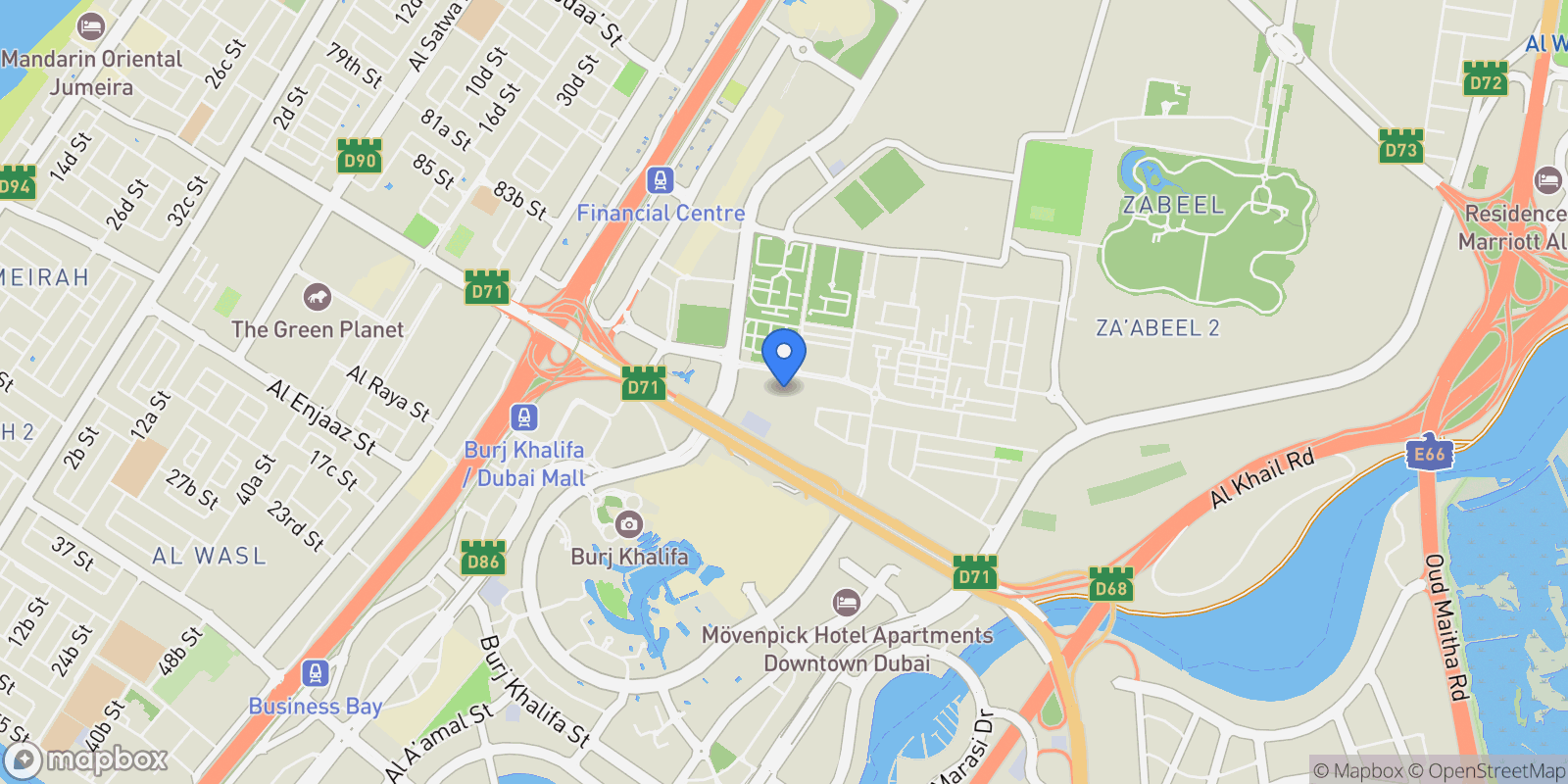 Map showing Downtown Views II, Downtown Dubai, Dubai, Dubai, United Arab Emirates.