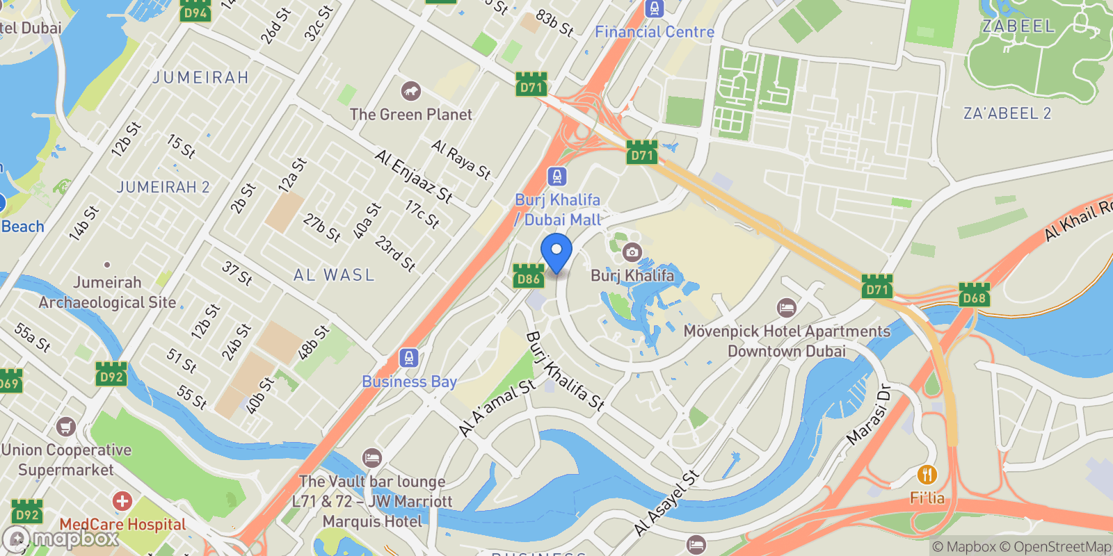 Map showing Forte, Downtown Dubai, Dubai, Dubai, United Arab Emirates.