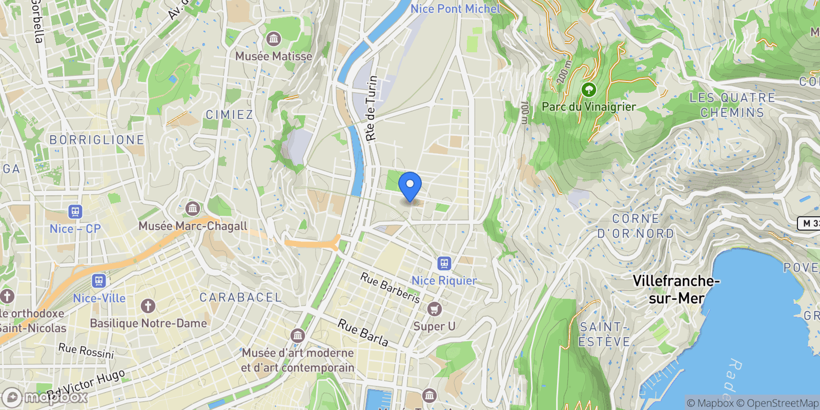 Map showing Nice, Provence-Alpes-Côte d'Azur, France.