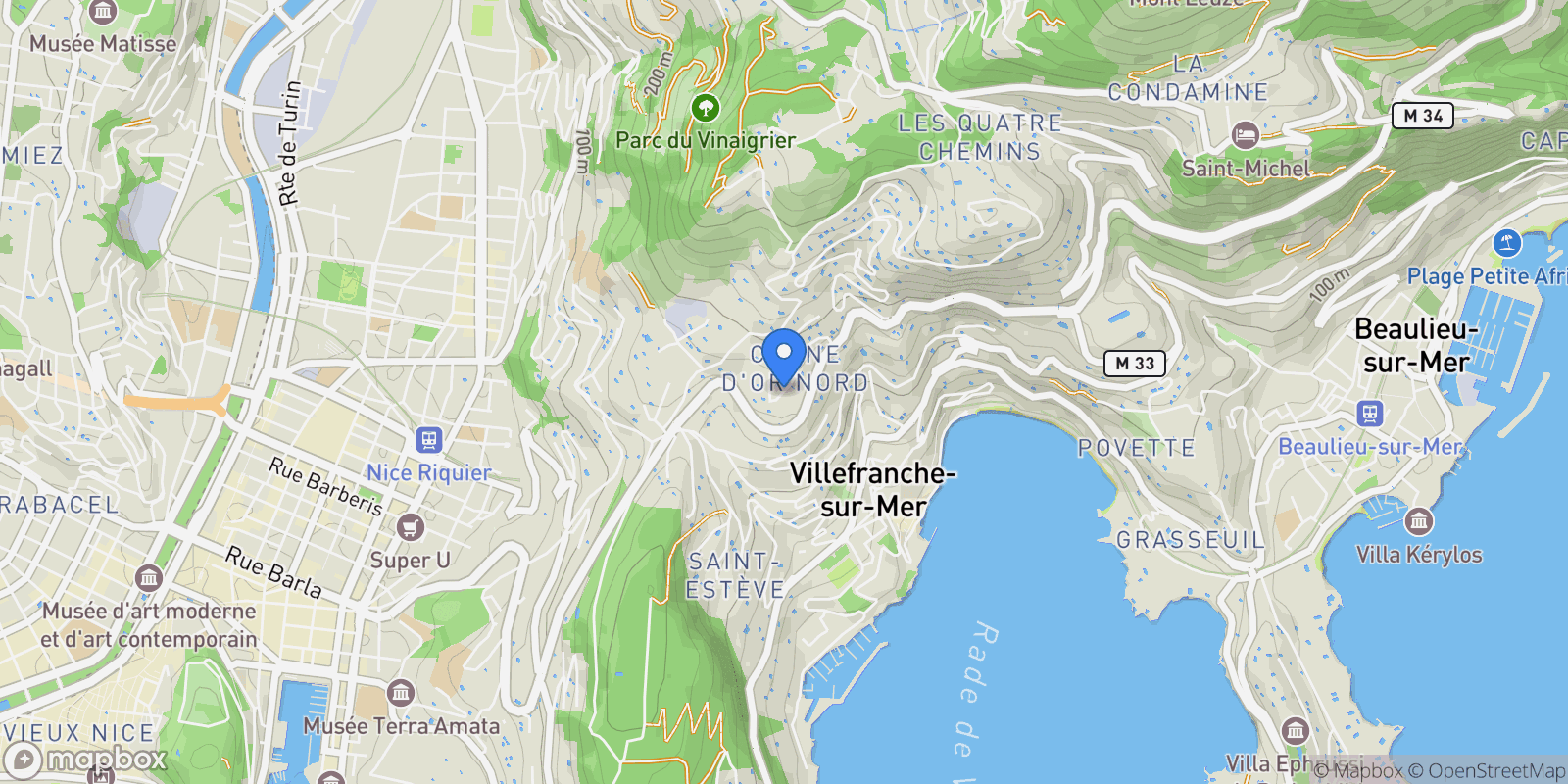 Map showing Villefranche-sur-Mer, Provence-Alpes-Côte d'Azur, France.
