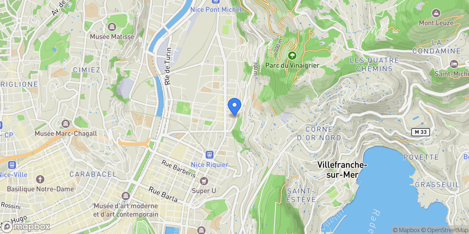 Map showing Nice, Provence-Alpes-Côte d'Azur, France.