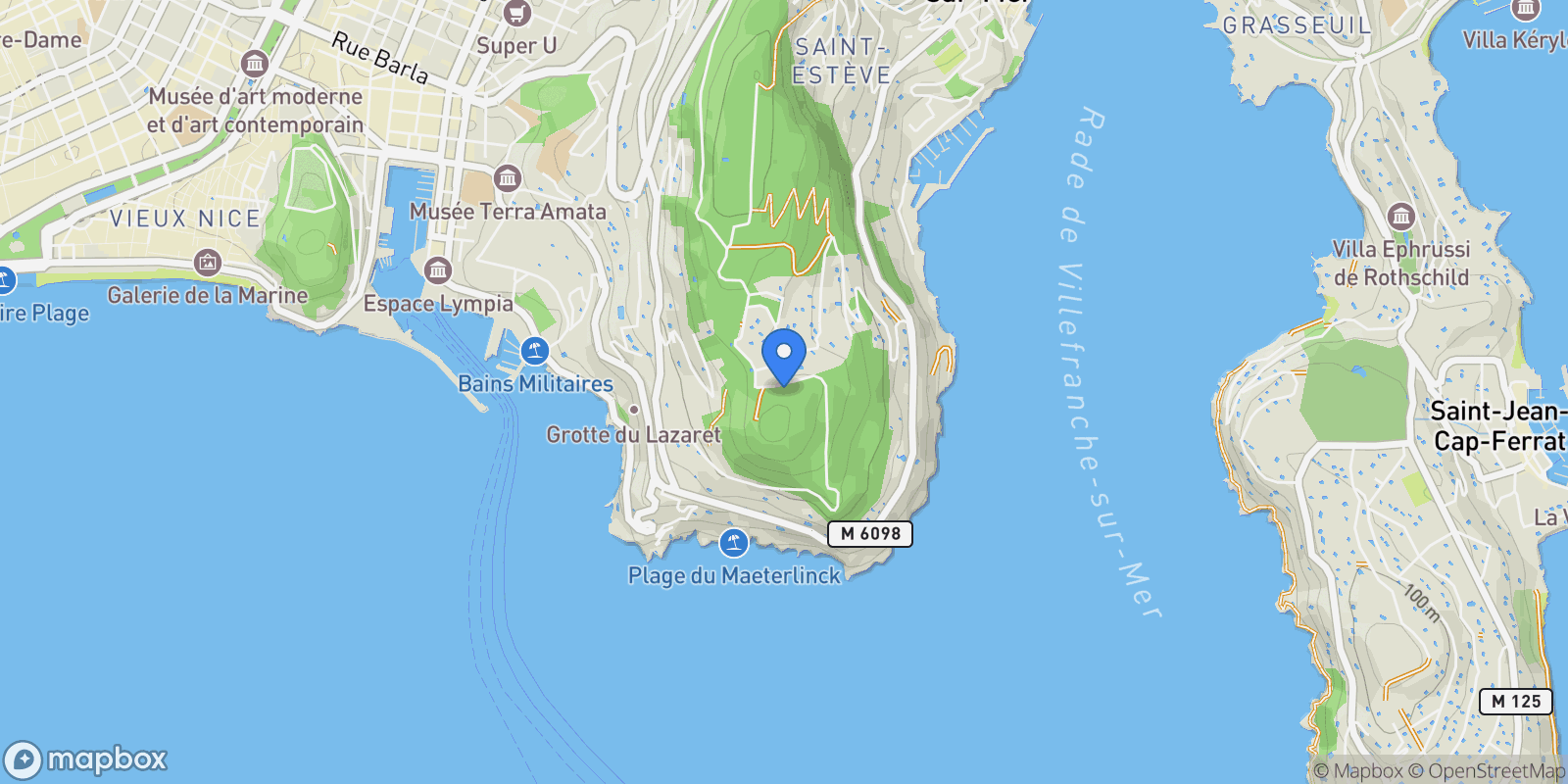 Map showing Nice, Provence-Alpes-Côte d'Azur, France.