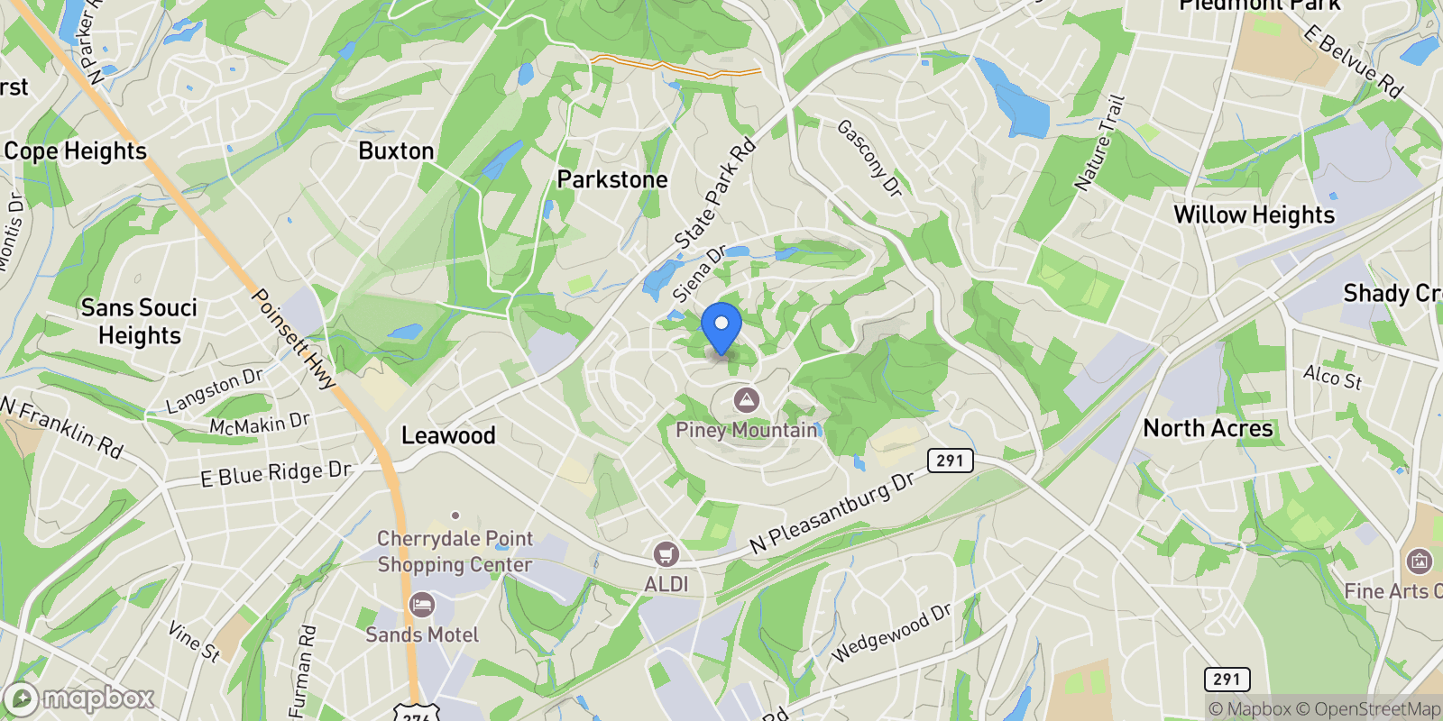 Map showing 8 Marsala Court, Greenville, SC 29609, Greenville, South Carolina, United States.