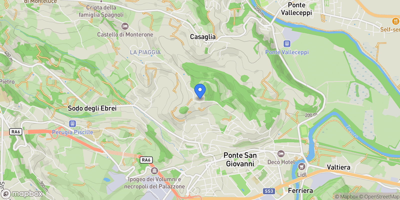 Map showing Str. di Montevile, 26, 06135 Perugia PG, Italy, Umbria, Italy.