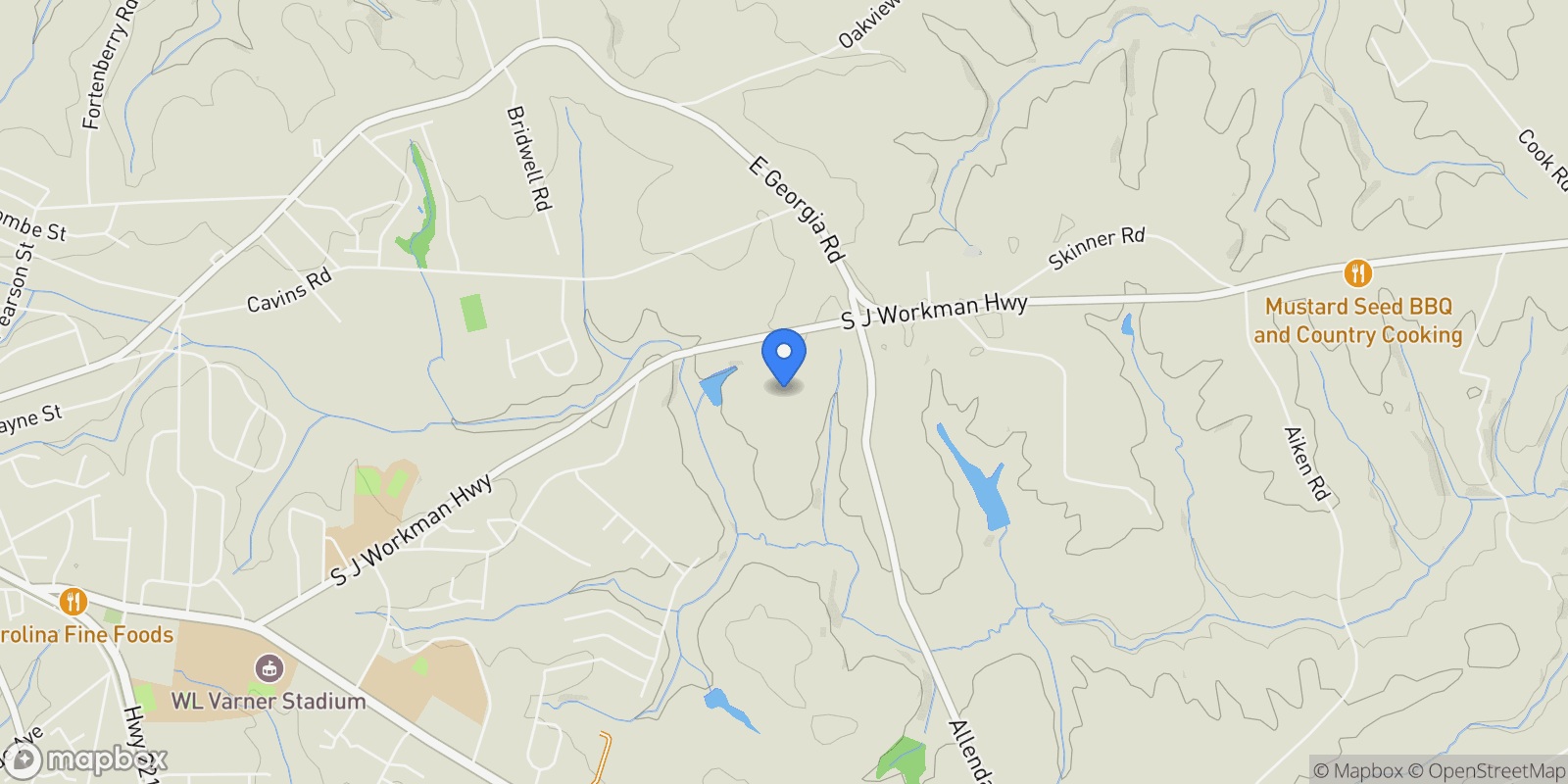 Map showing 942 S J Workman Highway, Woodruff, SC 29388, Woodruff, South Carolina, United States.