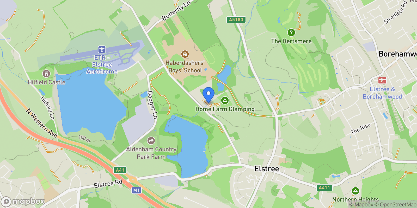 Map showing Barnet Lane Elstree WD6, Elstree, England, United Kingdom.