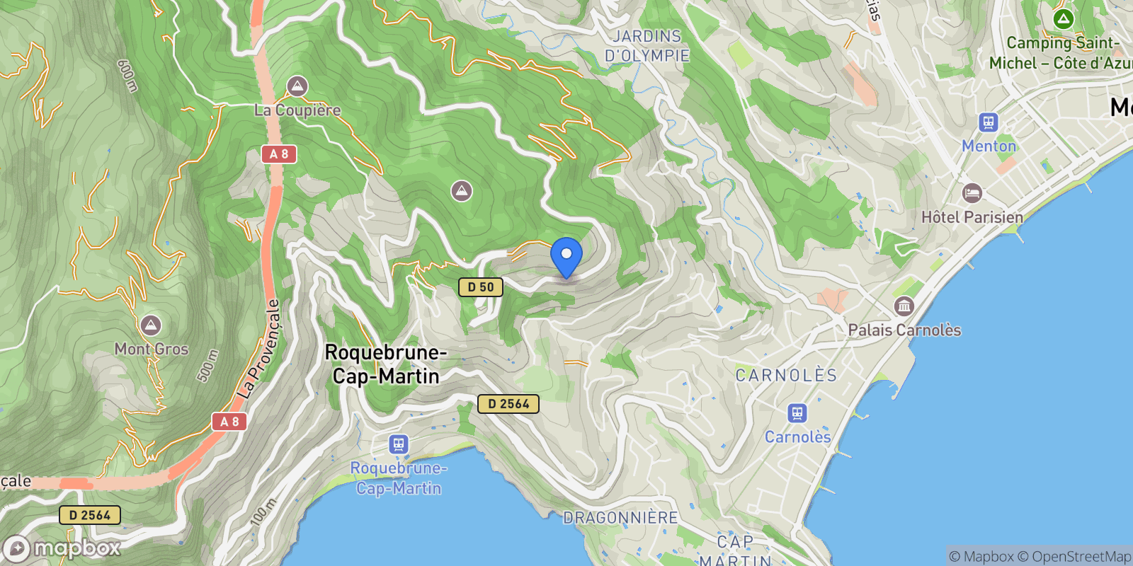 Map showing Roquebrune-Cap-Martin, Provence-Alpes-Côte d'Azur, France.