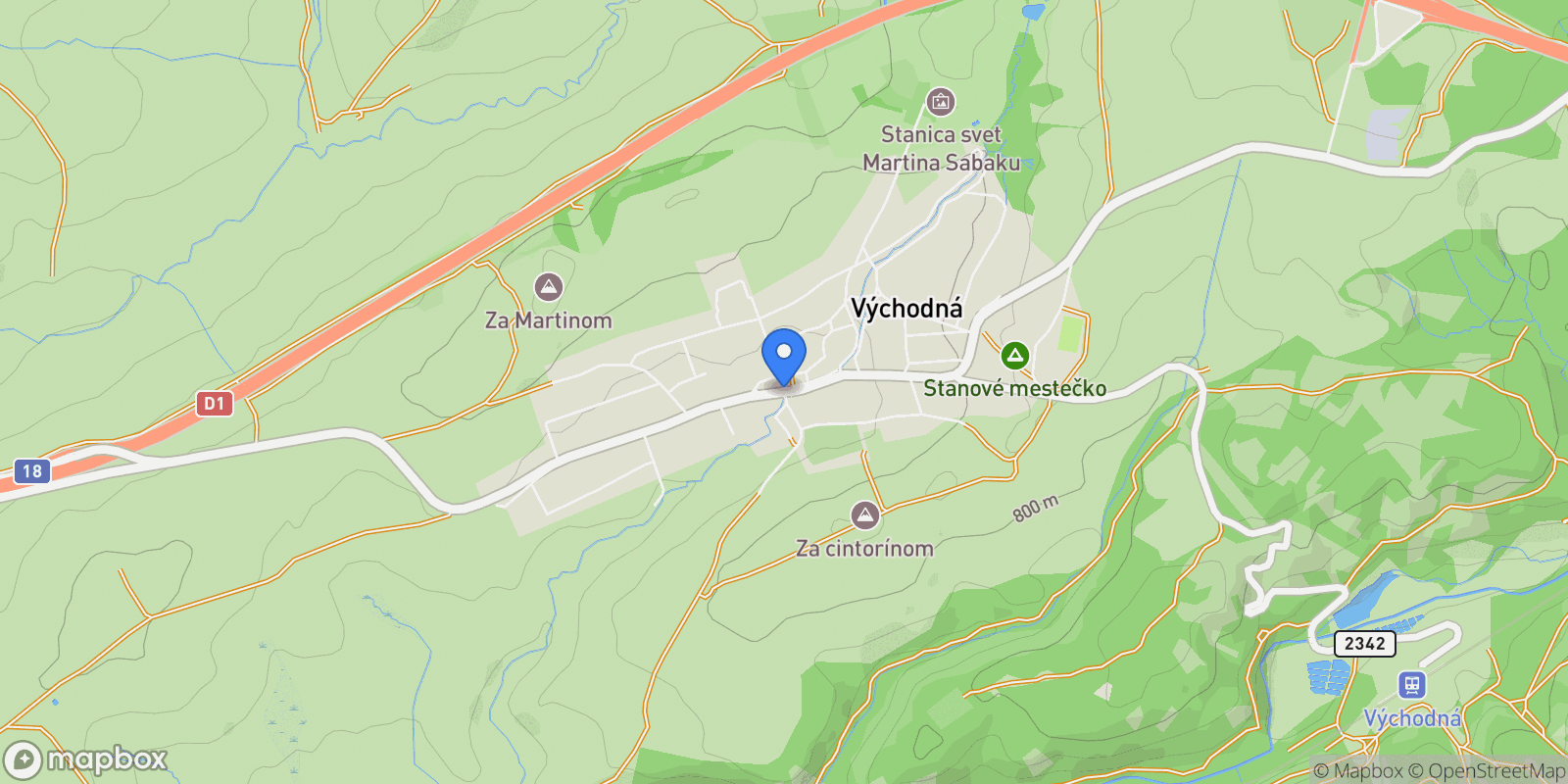 Map showing Východná, PV 03232, Východná, Žilina Region, Slovakia.