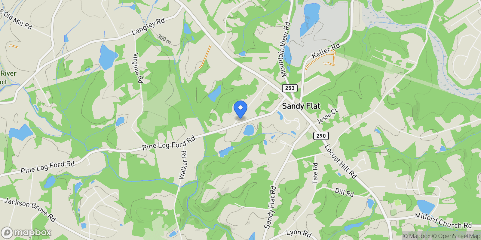 Map showing 91 S Bates Road, Taylors, SC 29687, Taylors, South Carolina, United States.