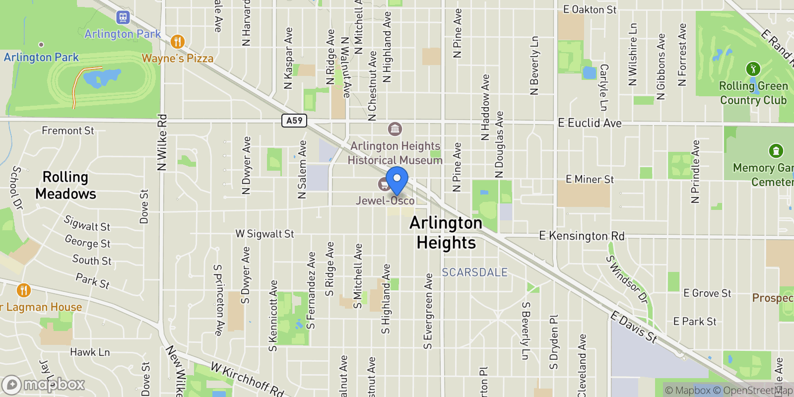 Map showing 44 N Vail Avenue 613, Arlington Heights, Illinois, United States.