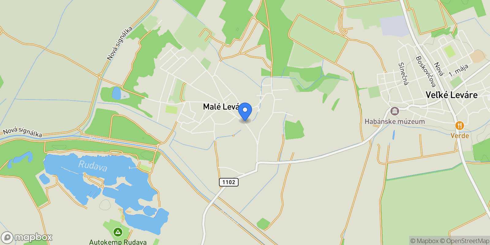 Map showing Malé Leváre Malacky, BL 90874, Malé Leváre, Bratislava Region, Slovakia.