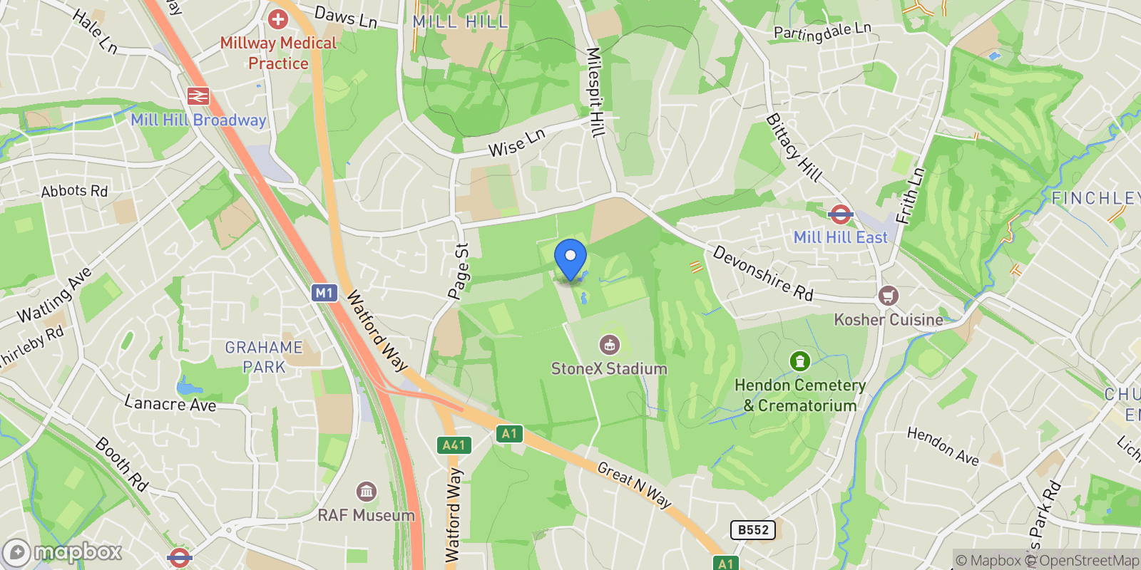 Map showing Hammers Lane Mill Hill NW7, London, England, United Kingdom.