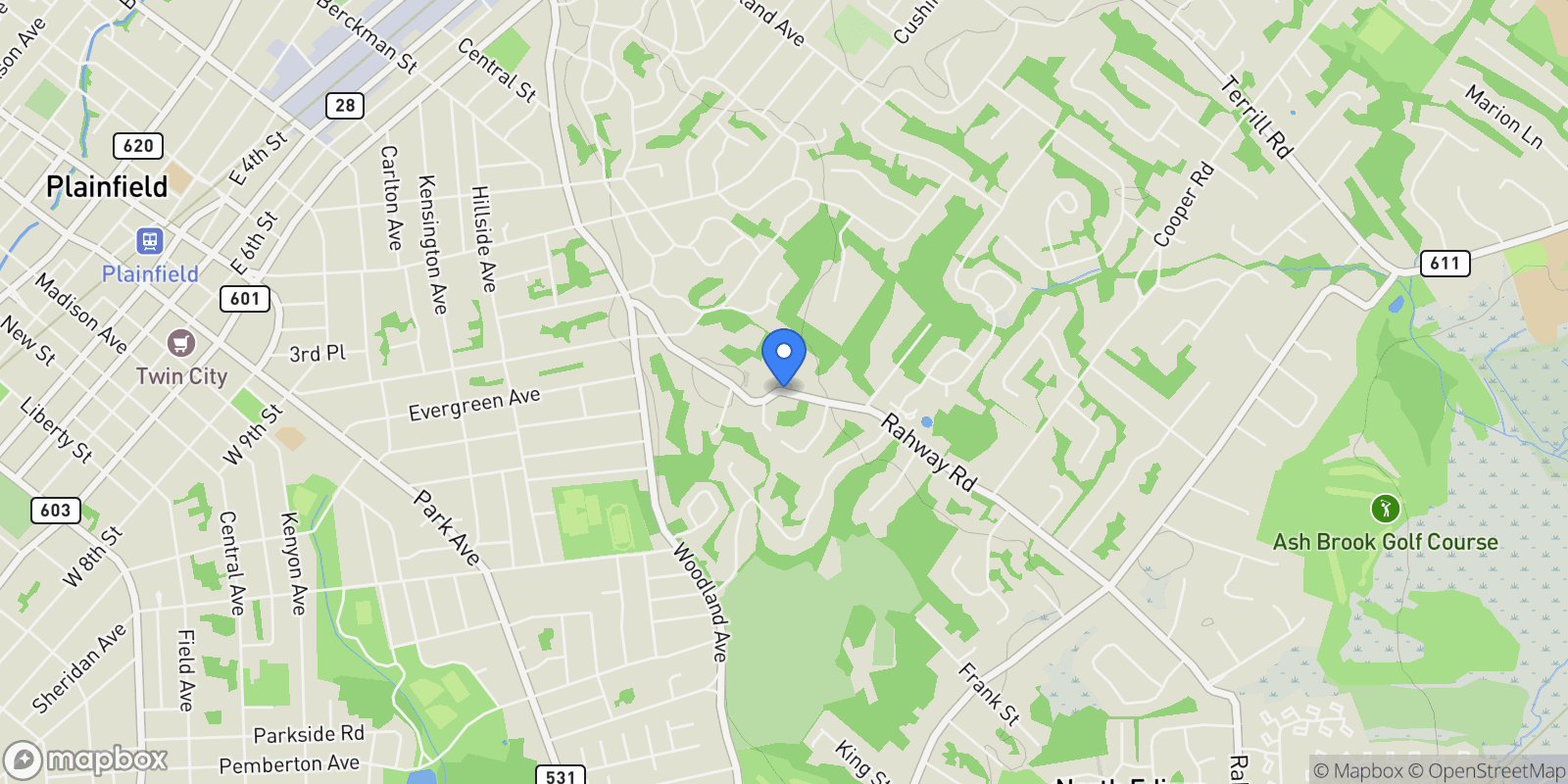 Map showing 1231 Rahway Rd, Scotch Plains Twp., NJ 07076, Scotch Plains, New Jersey, United States.