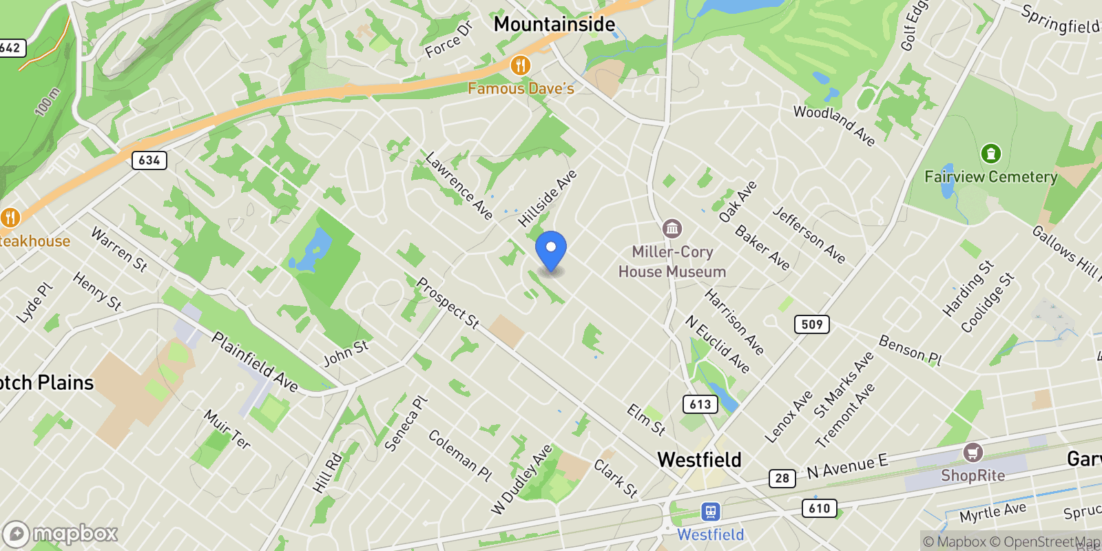 Map showing 740 Lawrence Ave, Westfield Town, NJ 07090, Westfield, New Jersey, United States.
