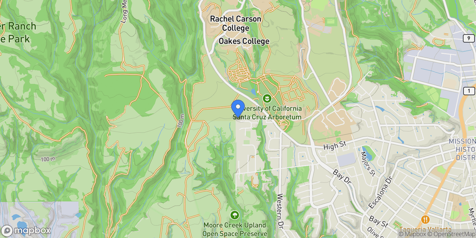 Map showing 222 Highview Drive, Santa Cruz, California, United States.