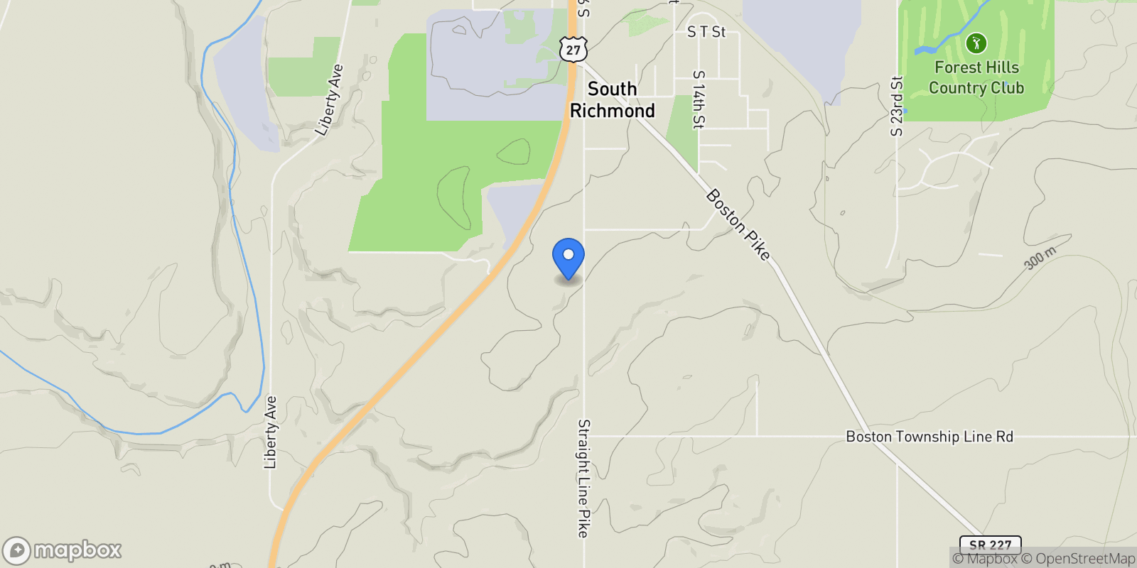 Map showing 2698 Straightline Pike, Richmond, IN 47374, Richmond, Indiana, United States.