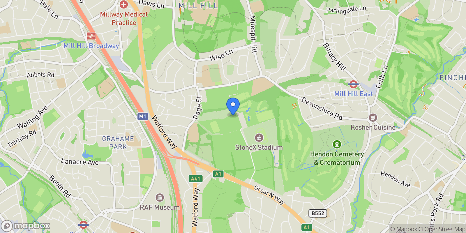 Map showing Collingham House, Mill Hill Place Mill Hill NW7, London, England, United Kingdom.