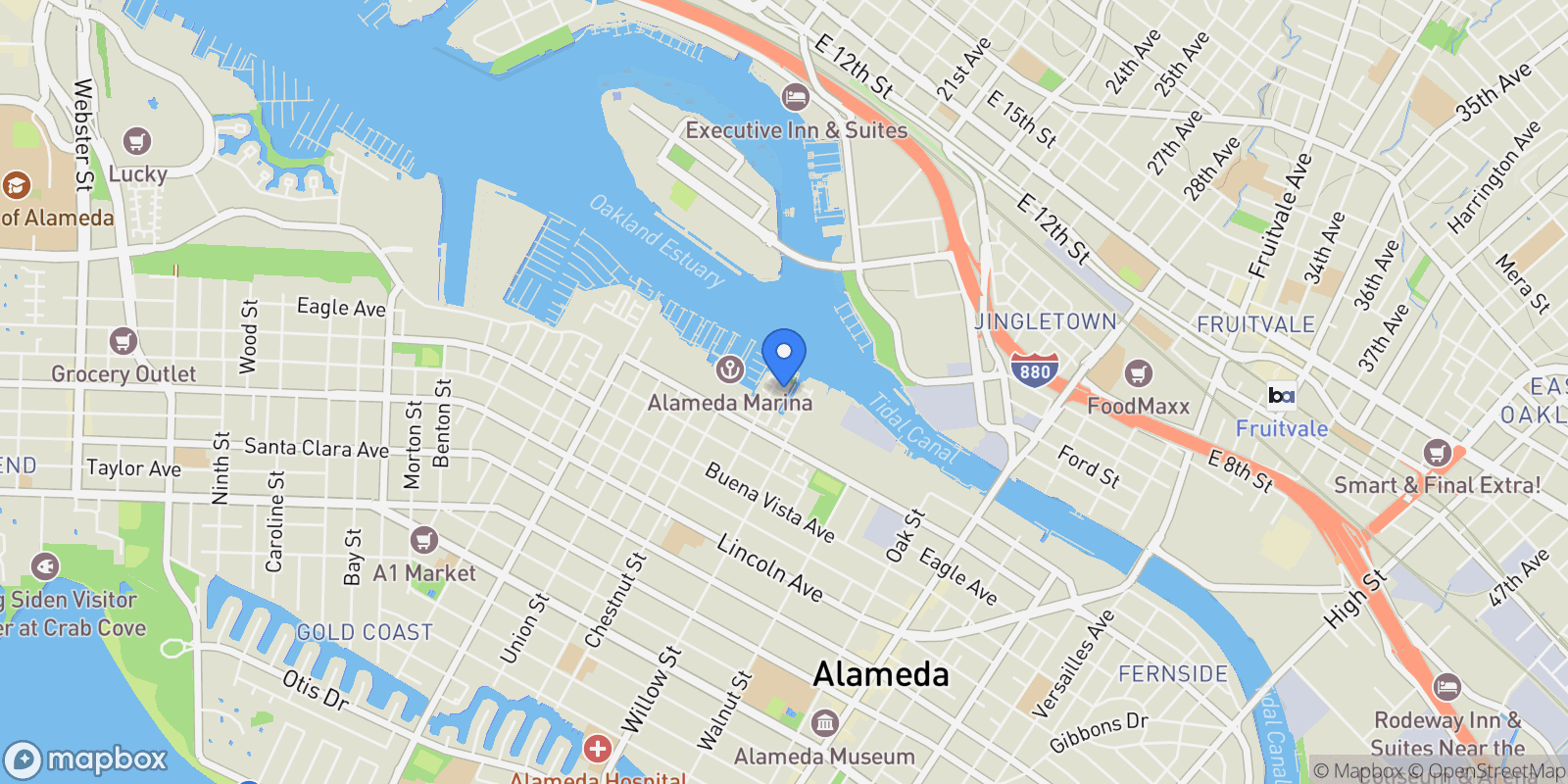 Map showing 2388 Stanford Street, Alameda, California, United States.