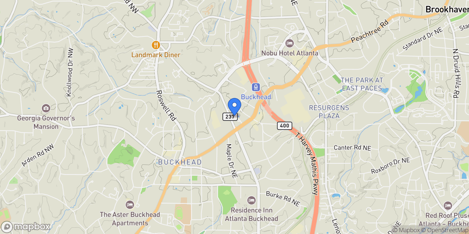 Map showing 3325 Piedmont Road NE #2804, Atlanta, Georgia, United States.